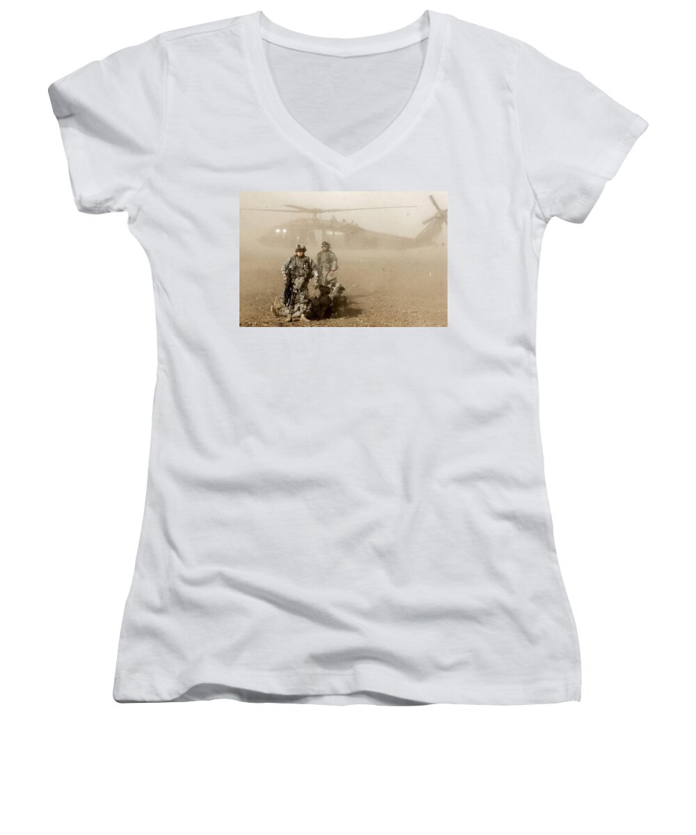 Soldier Women's V-Neck featuring the digital art Soldier #1 by Maye Loeser