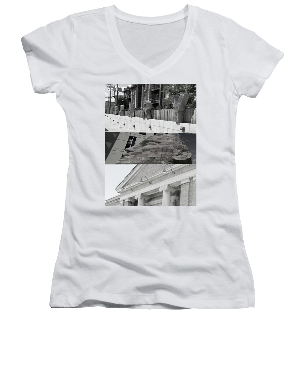 Uptown Area Women's V-Neck featuring the photograph Uptown Library #1 by Susan Stone