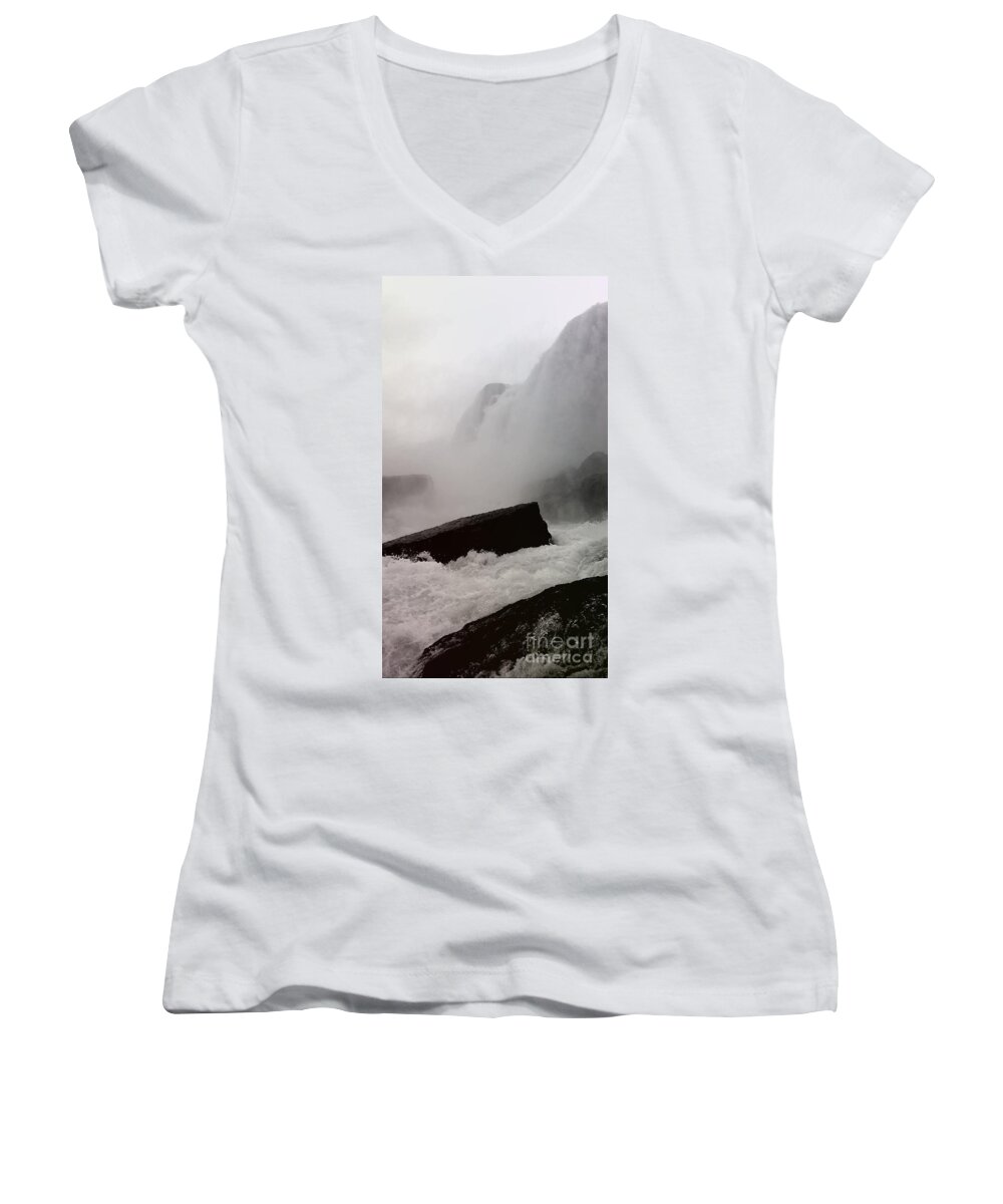 Waterfall Women's V-Neck featuring the photograph Waterfall #1 by Raymond Earley