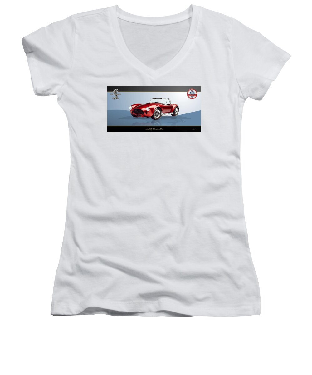 Art Women's V-Neck featuring the photograph 1965 Red Shelby Cobra 427SC by Serge Averbukh
