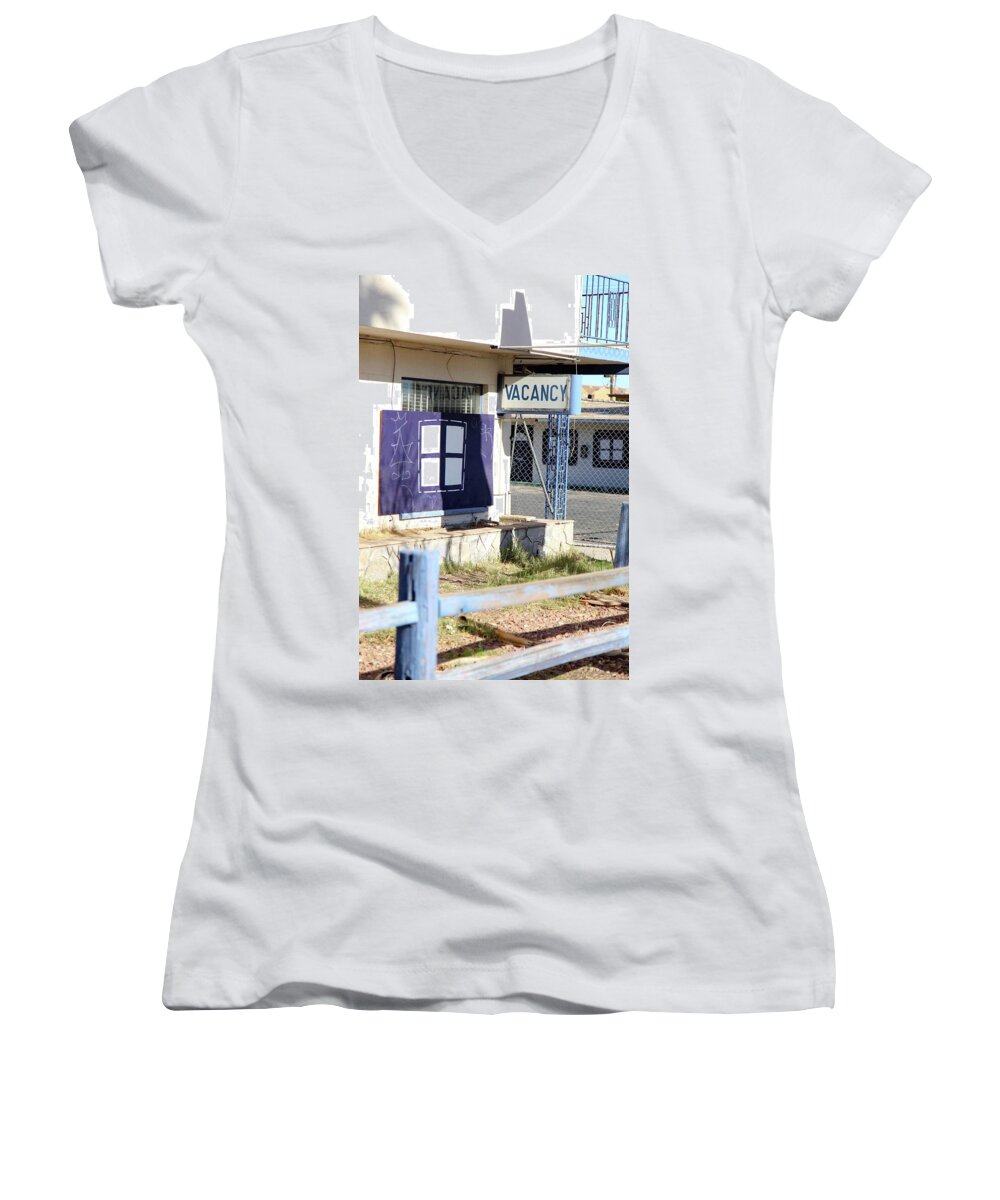 Vegas Women's V-Neck featuring the photograph Remnants of Vintage Vegas #2 by Brandy Little