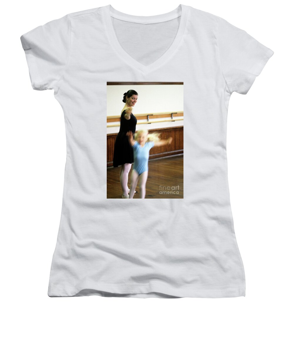 Young Women's V-Neck featuring the photograph Young Ballet Dancers #1 by Jim Corwin