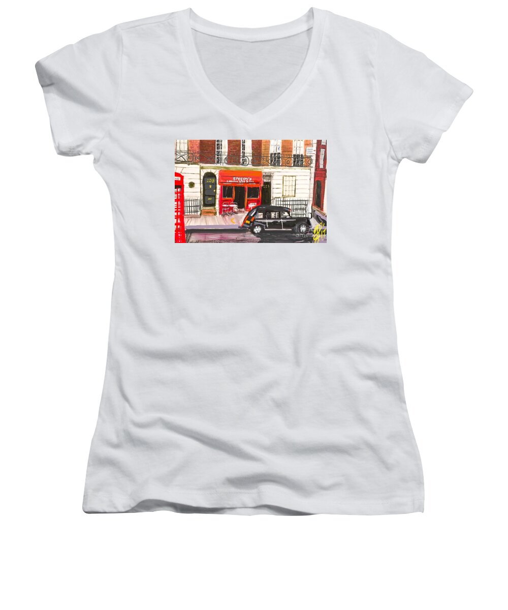 #221b #221bbakerstreet Women's V-Neck featuring the painting 221b by Francois Lamothe