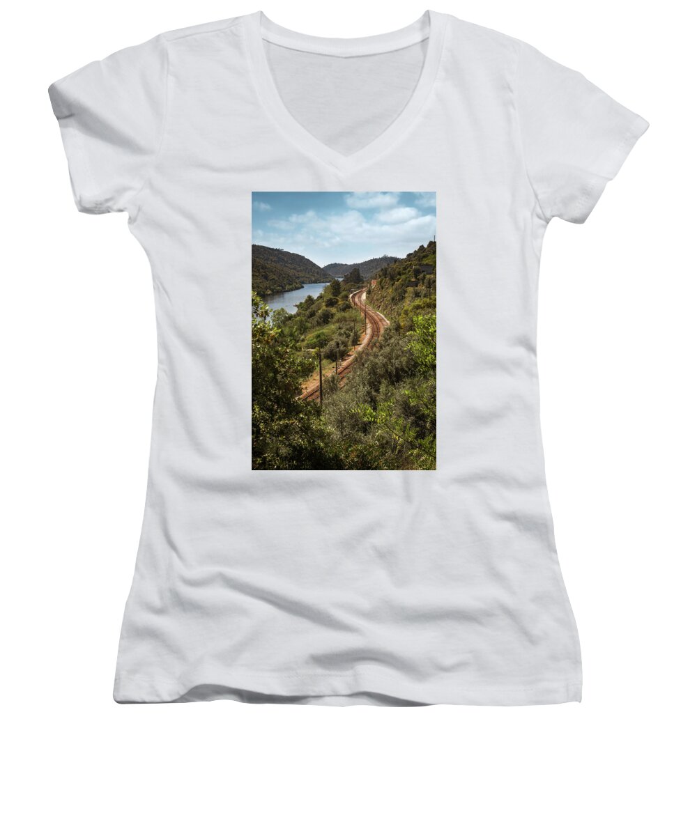 River Women's V-Neck featuring the photograph Belver Landscape #3 by Carlos Caetano