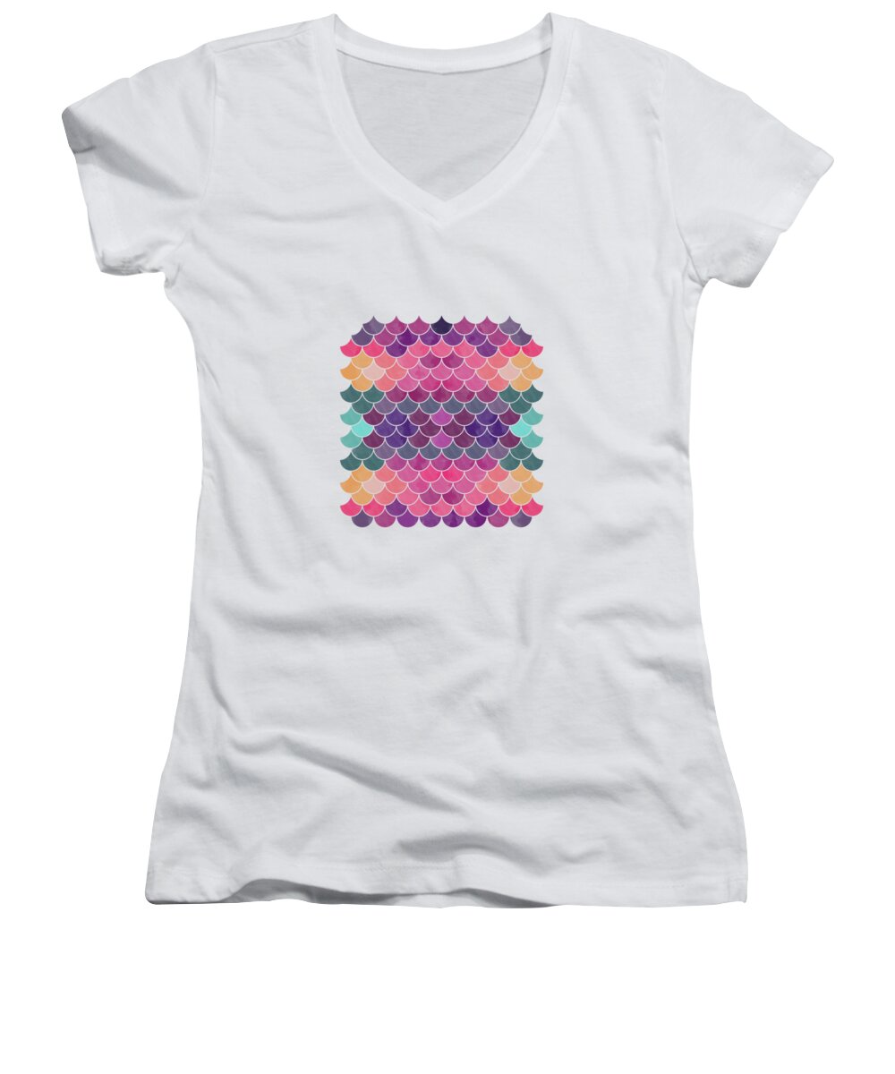 Watercolor Women's V-Neck featuring the digital art Lovely Pattern #33 by Amir Faysal