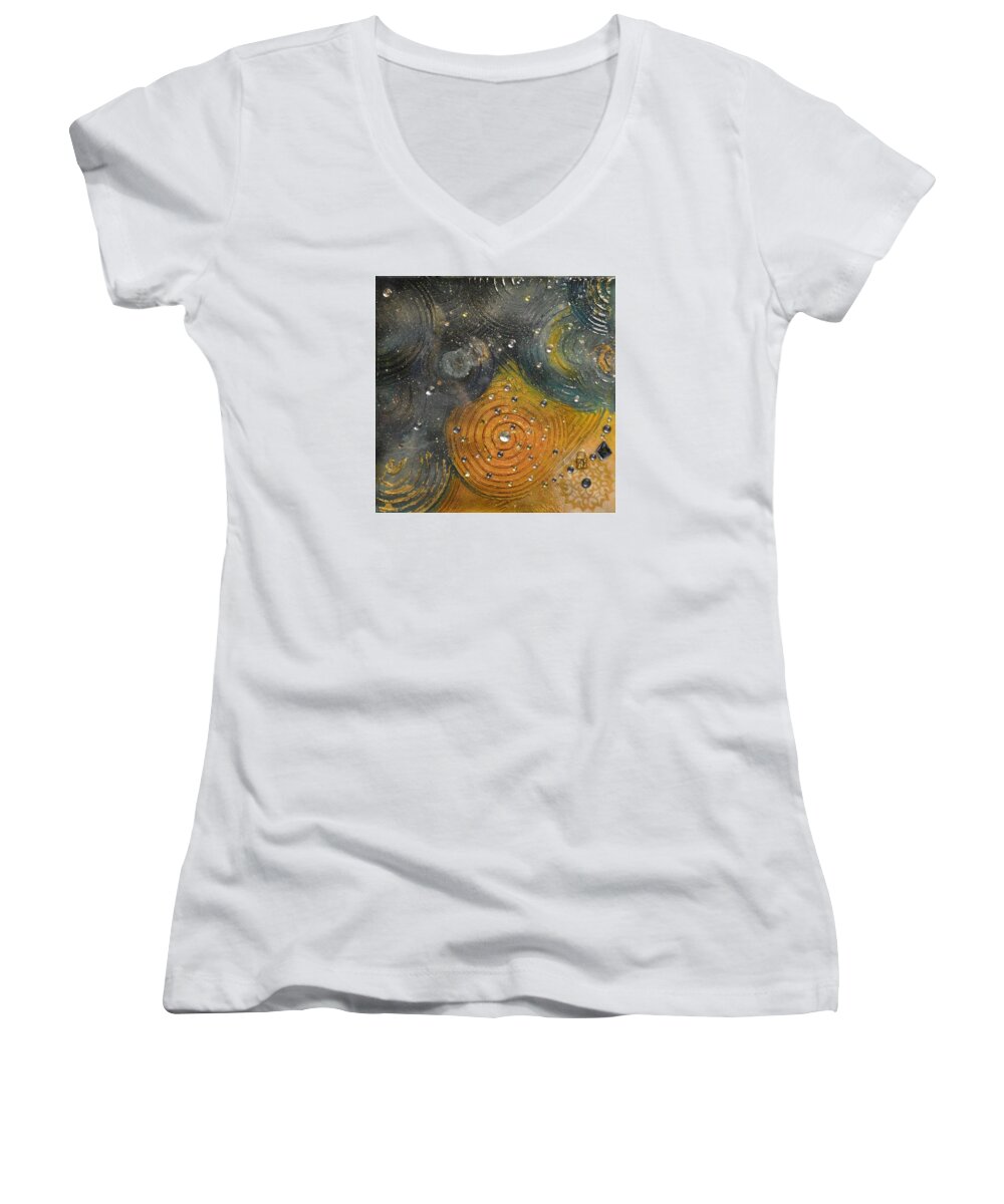 Cosmos Women's V-Neck featuring the mixed media Rebirth by MiMi Stirn