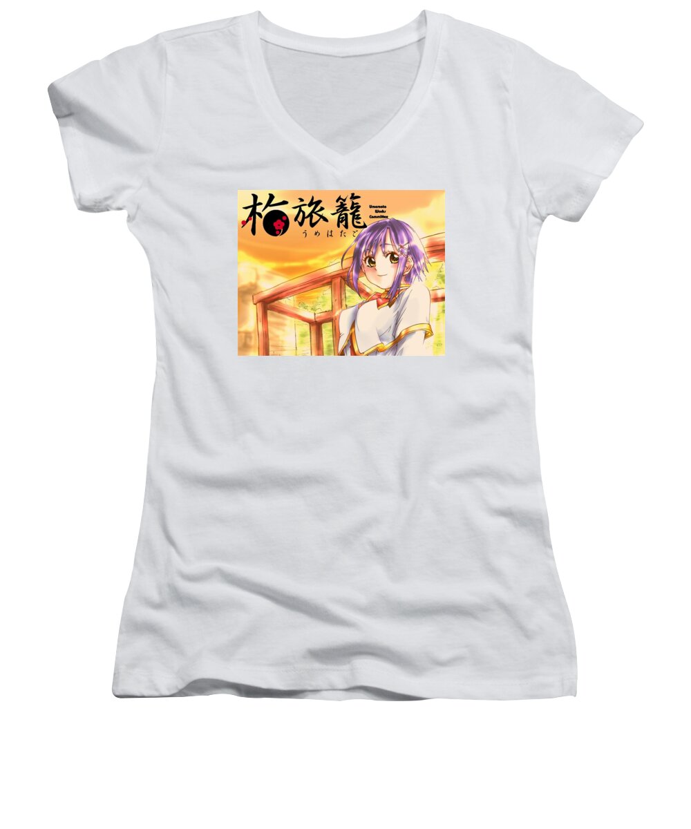 Aria Women's V-Neck featuring the digital art Aria #5 by Maye Loeser