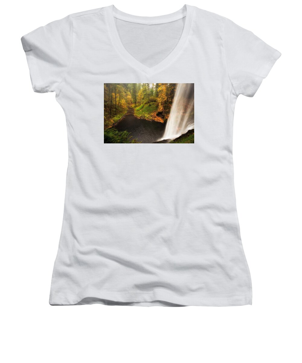 Waterfall Women's V-Neck featuring the photograph Waterfall #56 by Jackie Russo