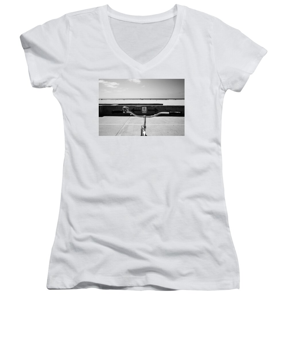 Beach Women's V-Neck featuring the photograph 8 Mile by Jeffrey Ommen