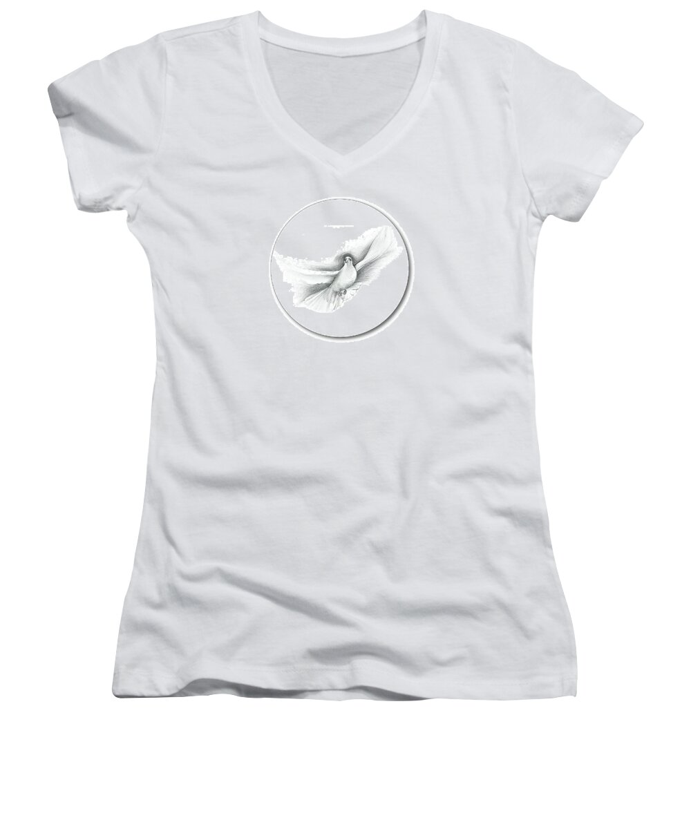 Digital Art Women's V-Neck featuring the drawing A little peace - Thank you by Ian Anderson