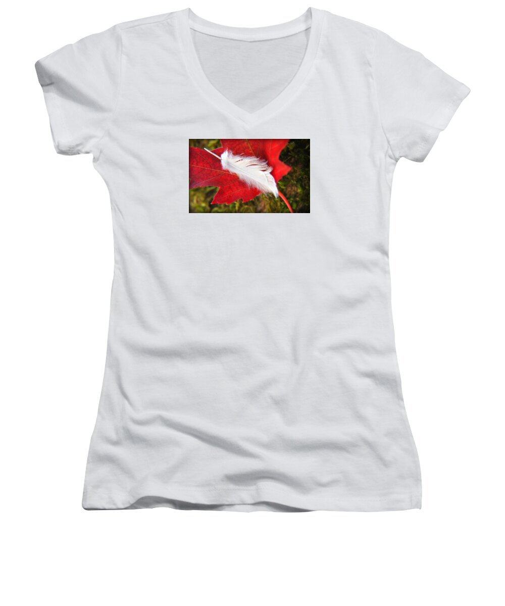Red Women's V-Neck featuring the photograph A Perfect Fall by KATIE Vigil
