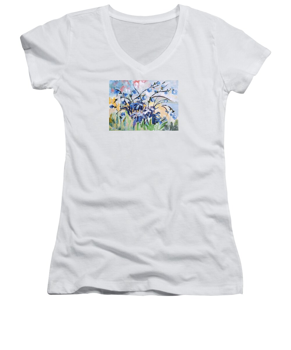 Asian Inspired Women's V-Neck featuring the painting A Study in Qi-Spirit 4 by Gloria Dietz-Kiebron
