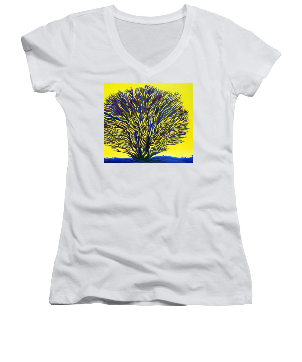 Shrub Women's V-Neck featuring the painting About to Sprout by Amy Ferrari