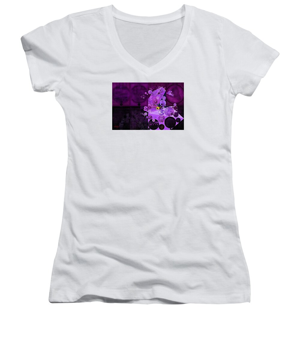 Pyramid Women's V-Neck featuring the digital art Abstract painting - Rich lilac by Vitaliy Gladkiy