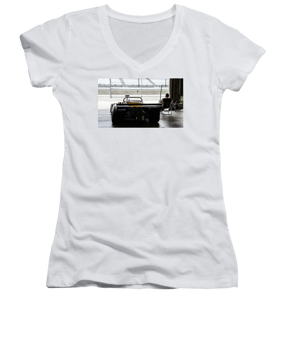Indianapolis 500 Women's V-Neck featuring the photograph After the run by Josh Williams