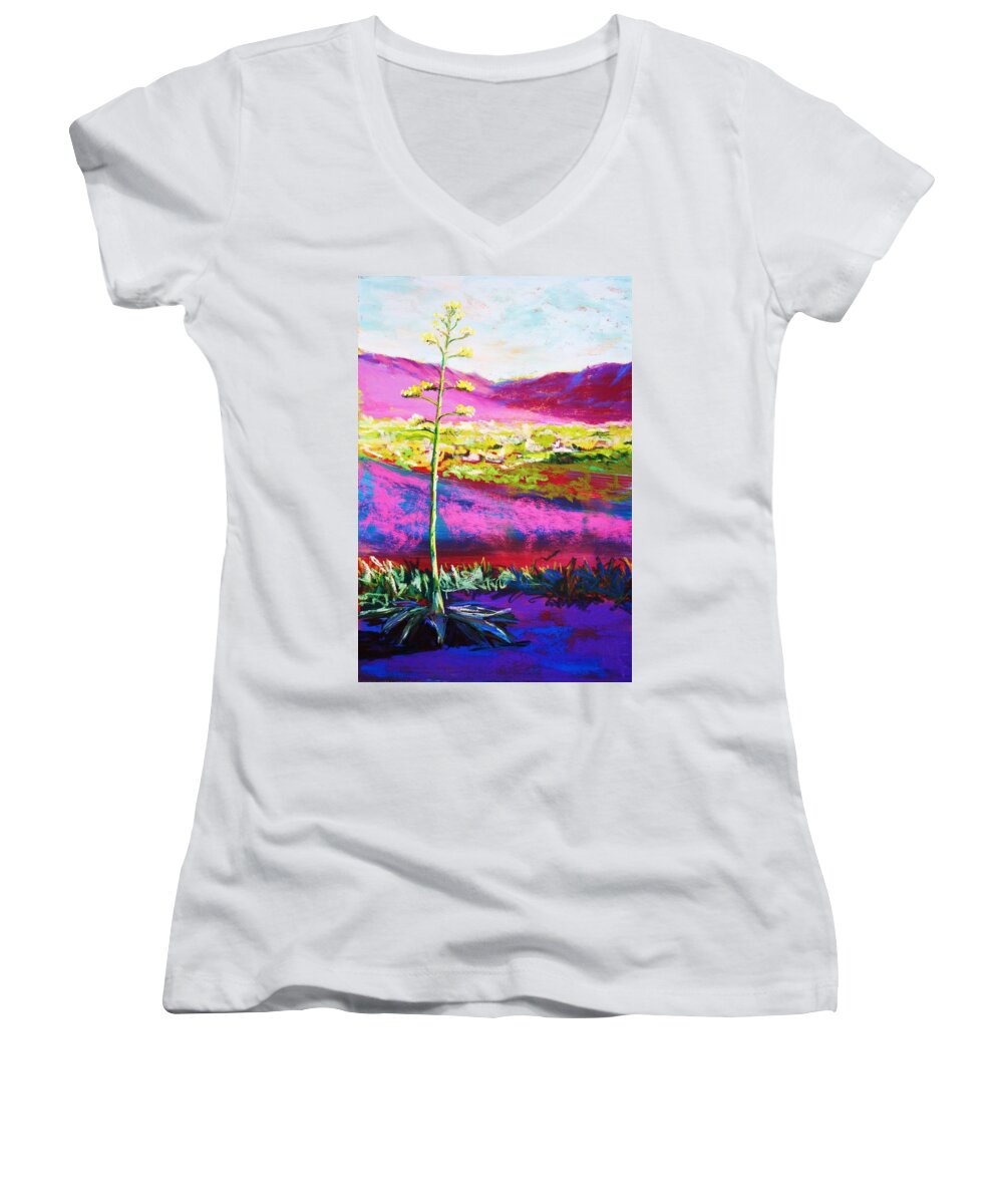 Agave Women's V-Neck featuring the painting Agave by Melinda Etzold