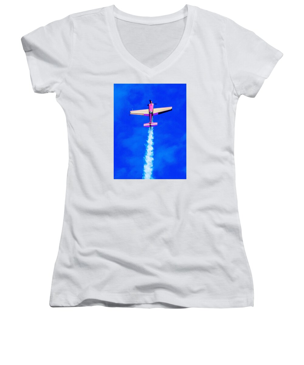  Women's V-Neck featuring the photograph Air Show by Michael Nowotny
