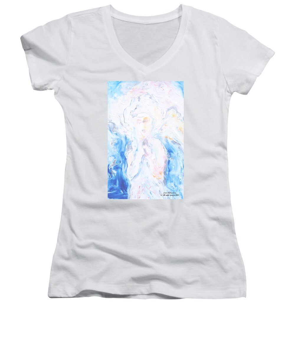  Women's V-Neck featuring the painting Angel Of Peace by Laara WilliamSen