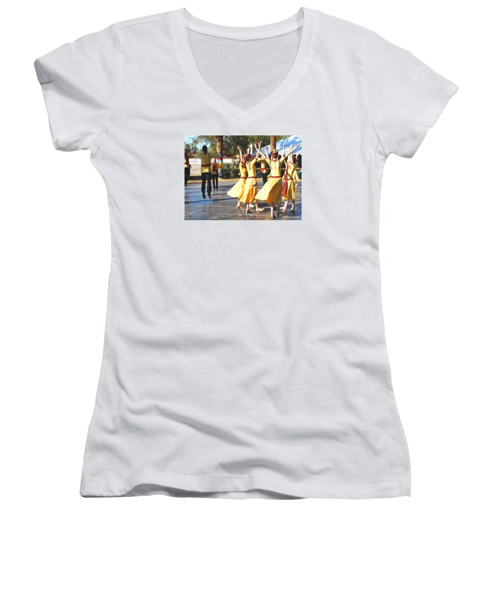 Armenian Women's V-Neck featuring the photograph Armenian Dancers 4 by Ron Kandt