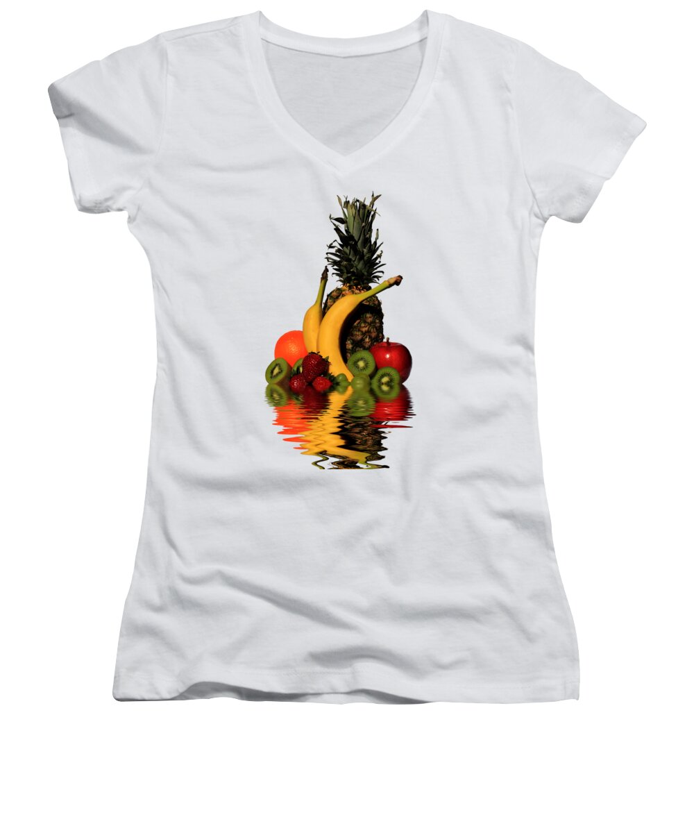 Fruit Women's V-Neck featuring the photograph Fruity Reflections - Light by Shane Bechler