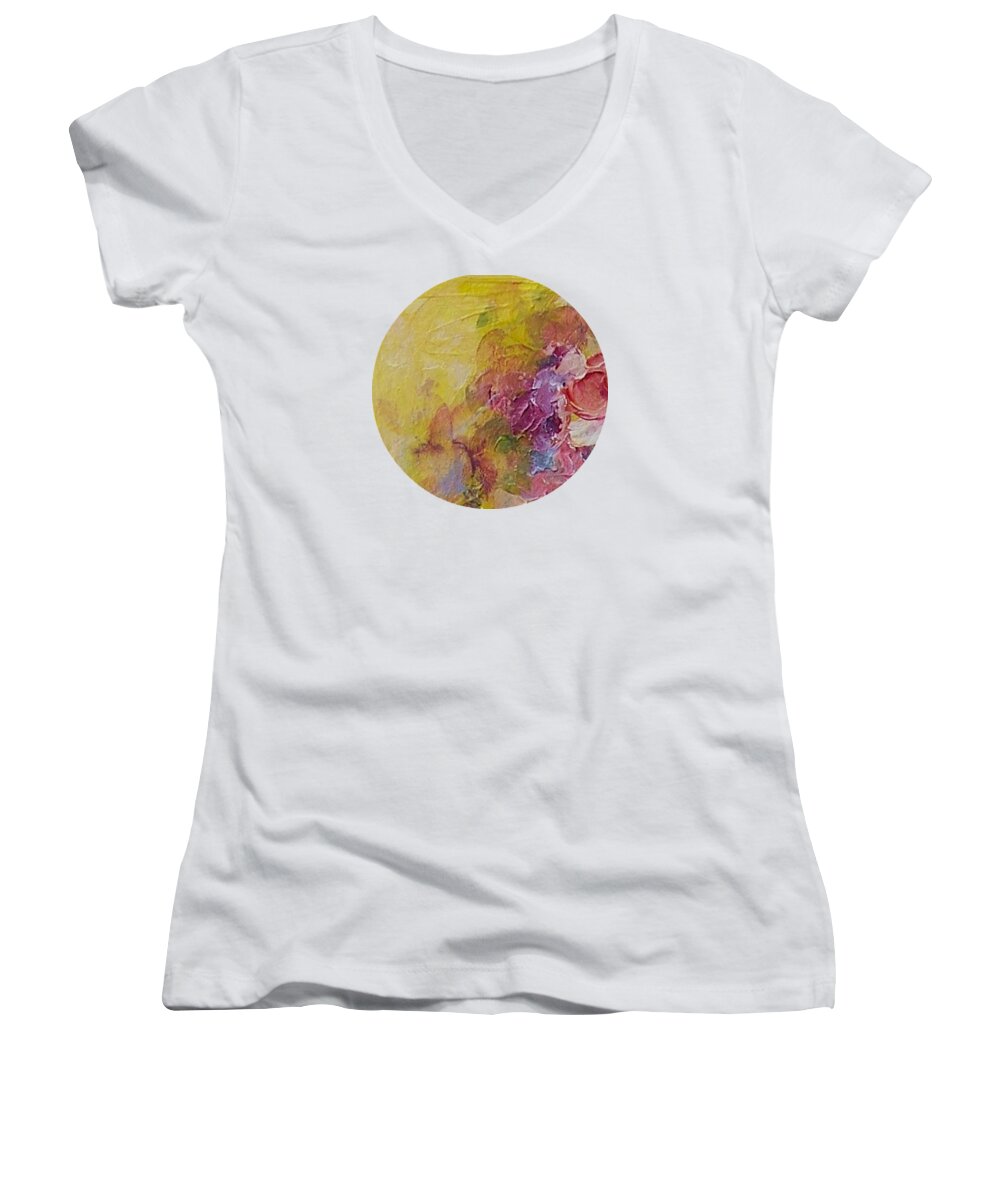 Floral Women's V-Neck featuring the painting Floral Still Life by Mary Wolf