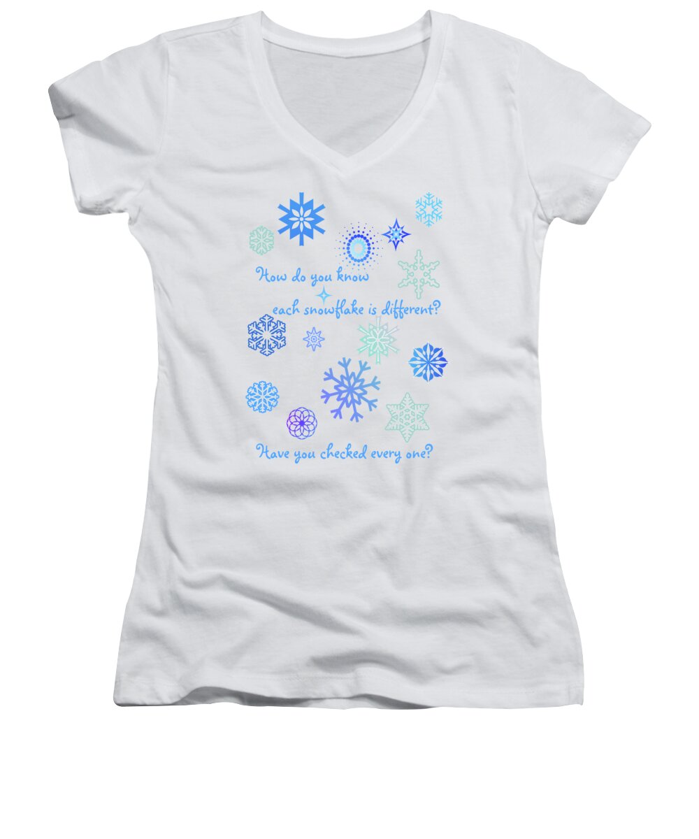 Snowflakes Women's V-Neck featuring the digital art Snowflakes by Two Hivelys
