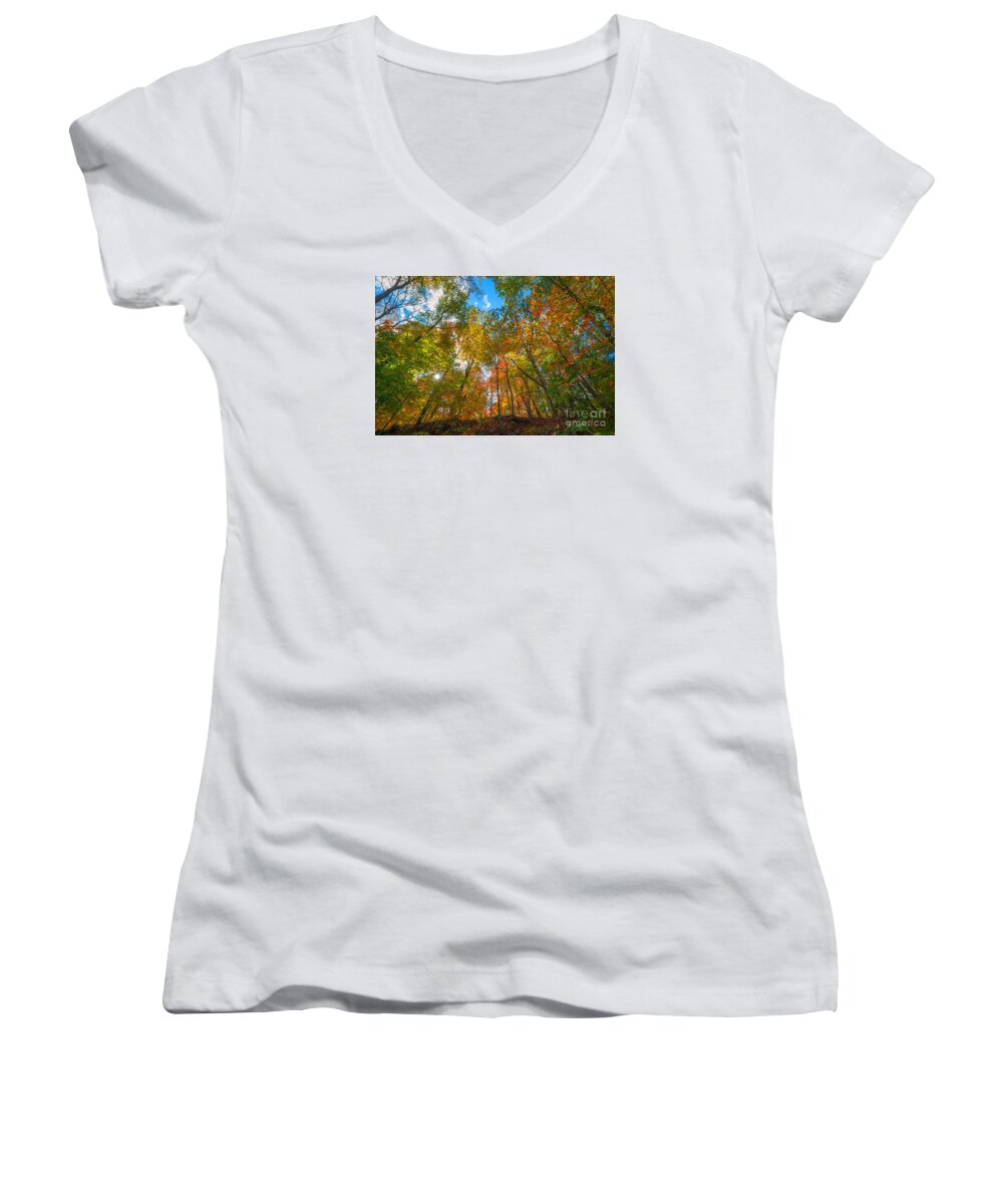 Fall Colors Women's V-Neck featuring the photograph Autumn Colors by Michael Ver Sprill