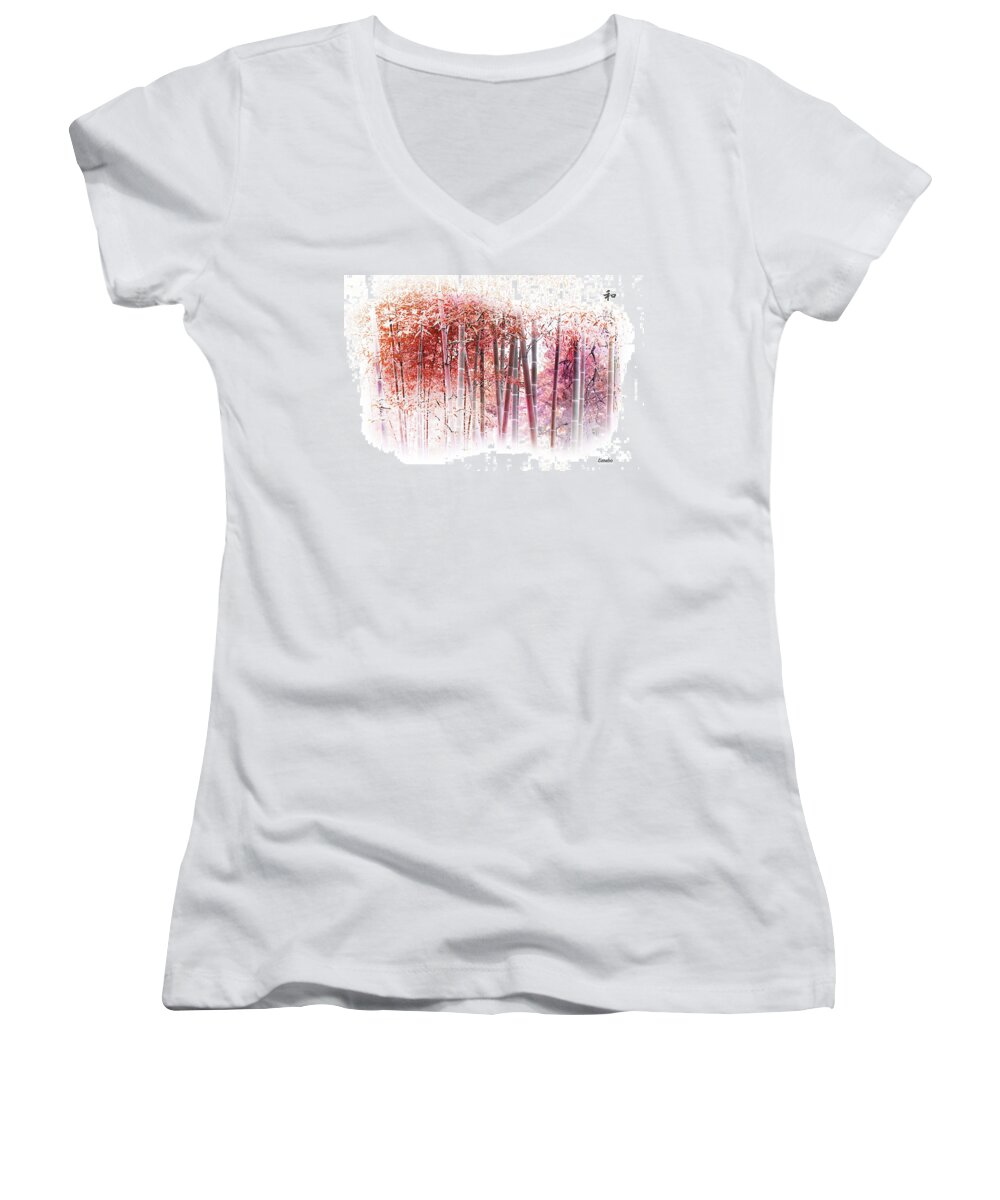 Bamboo Women's V-Neck featuring the photograph Bamboo by Eena Bo