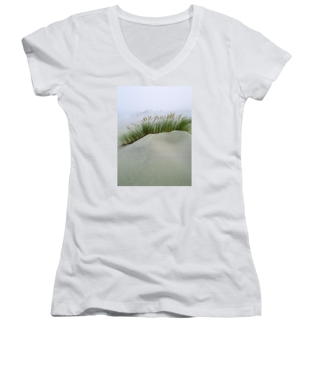 Beach Grass Women's V-Neck featuring the photograph Beach Grass and Dunes by Robert Potts