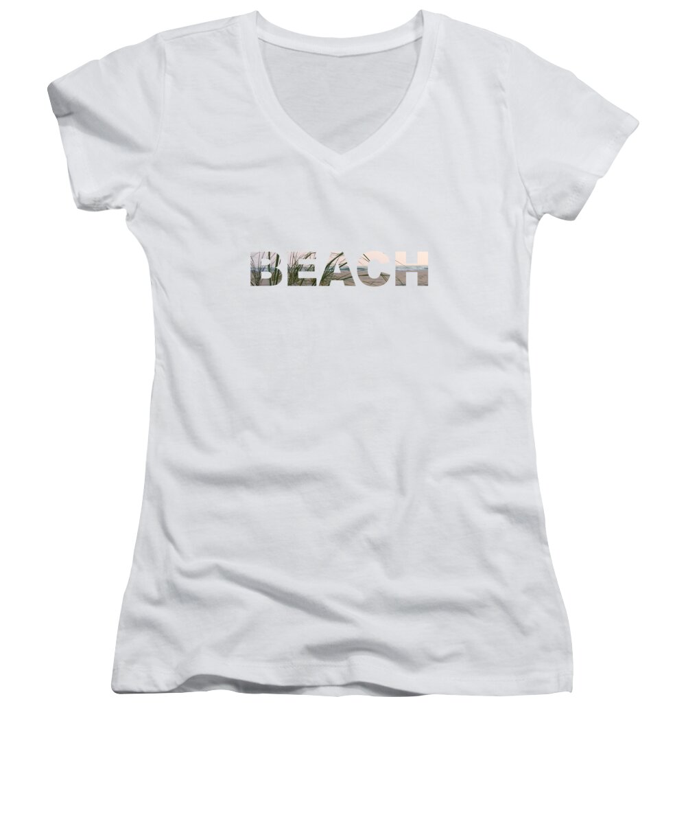 Beach Women's V-Neck featuring the digital art Beach by Laura Kinker