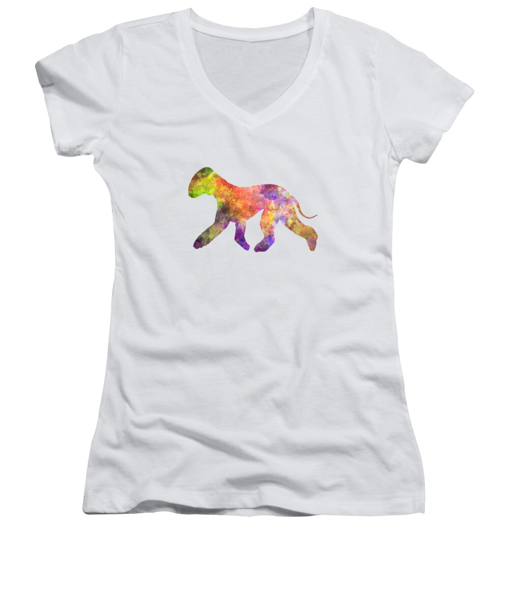 Bedlington Women's V-Neck featuring the painting Bedlington Terrier 01 in watercolor by Pablo Romero