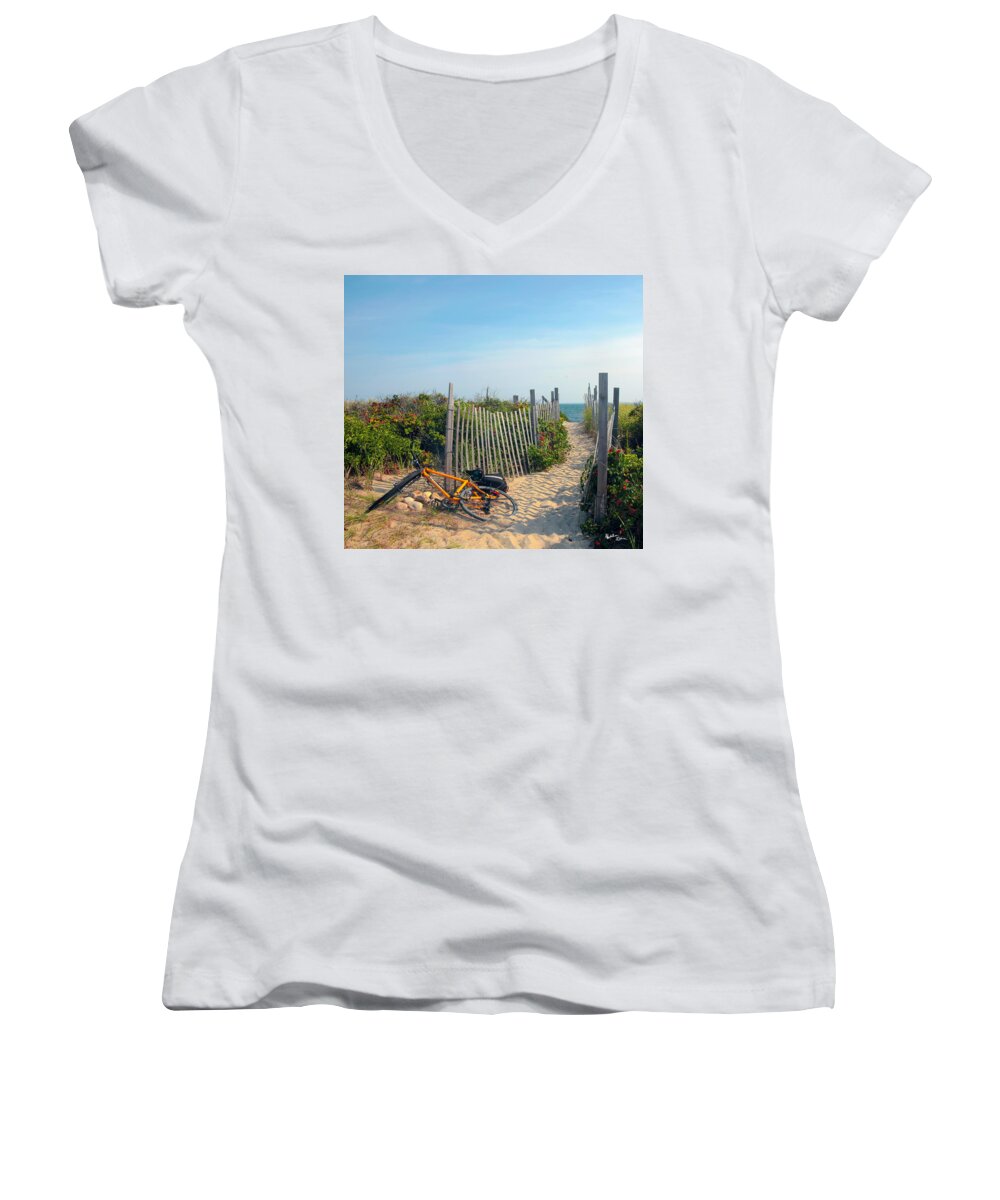 Bicycle Women's V-Neck featuring the photograph Bicycle Rest by Madeline Ellis
