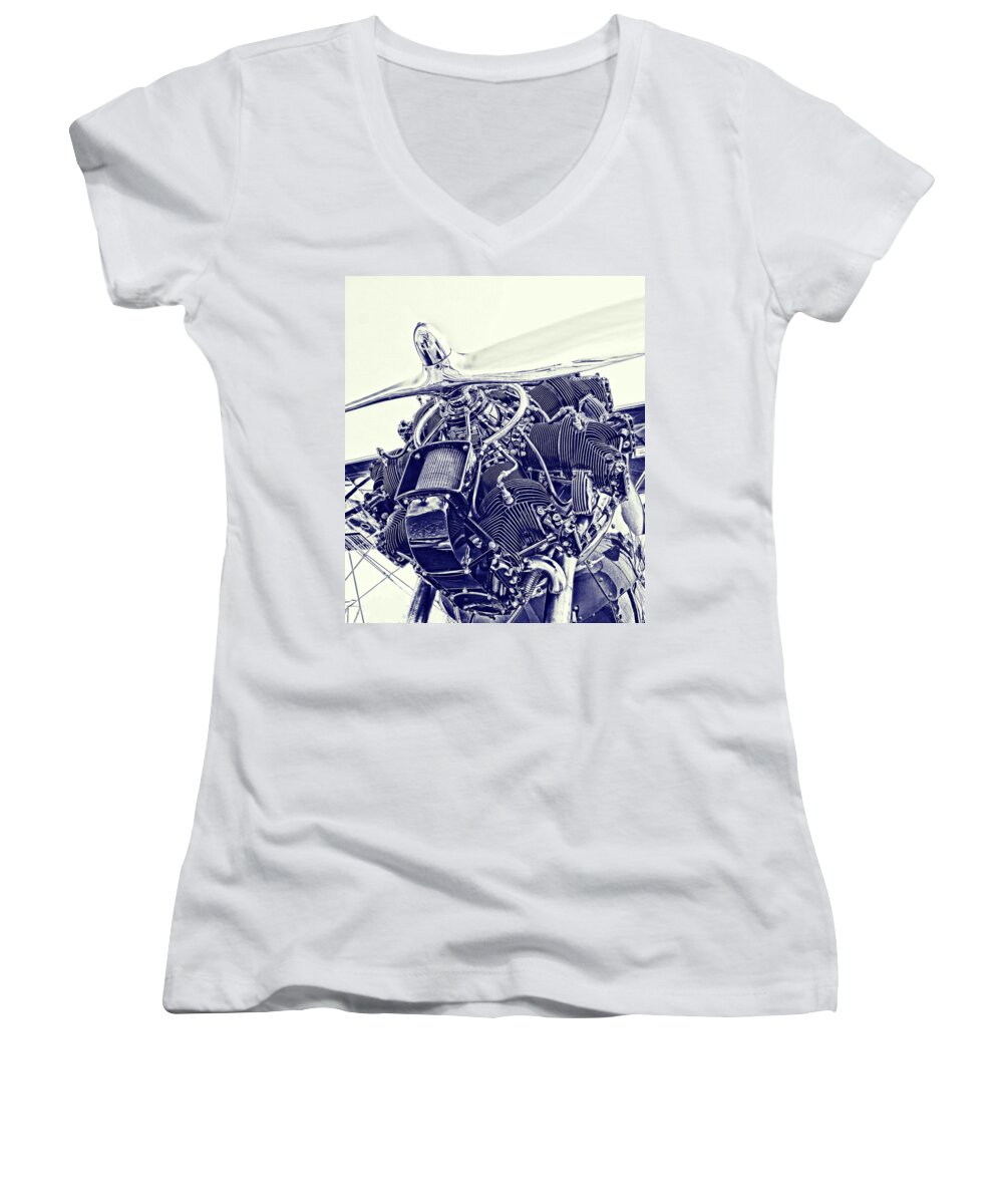 Airplane Women's V-Neck featuring the photograph Blueprint Radial by Steven Richardson