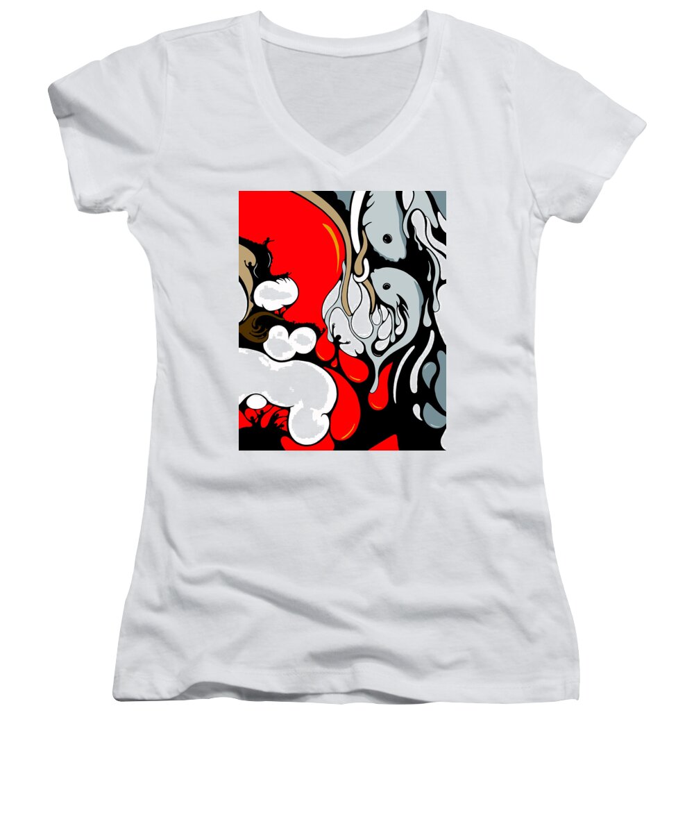 Female Women's V-Neck featuring the digital art Boiling Point by Craig Tilley