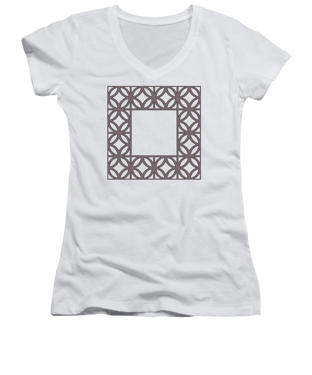 Brown Circles And Squares Women's V-Neck featuring the digital art Brown Circles and Squares by Chuck Staley