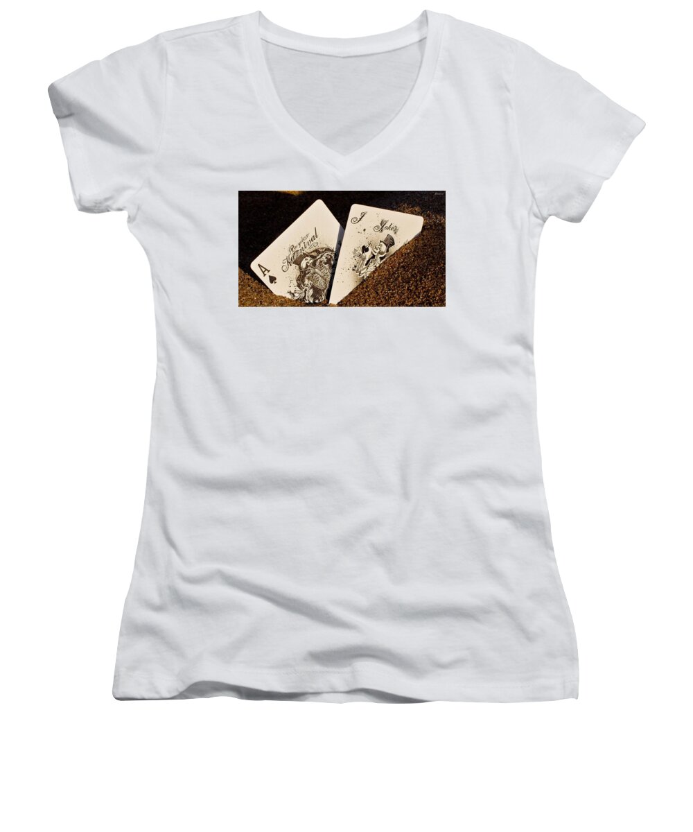 Card Women's V-Neck featuring the digital art Card by Maye Loeser