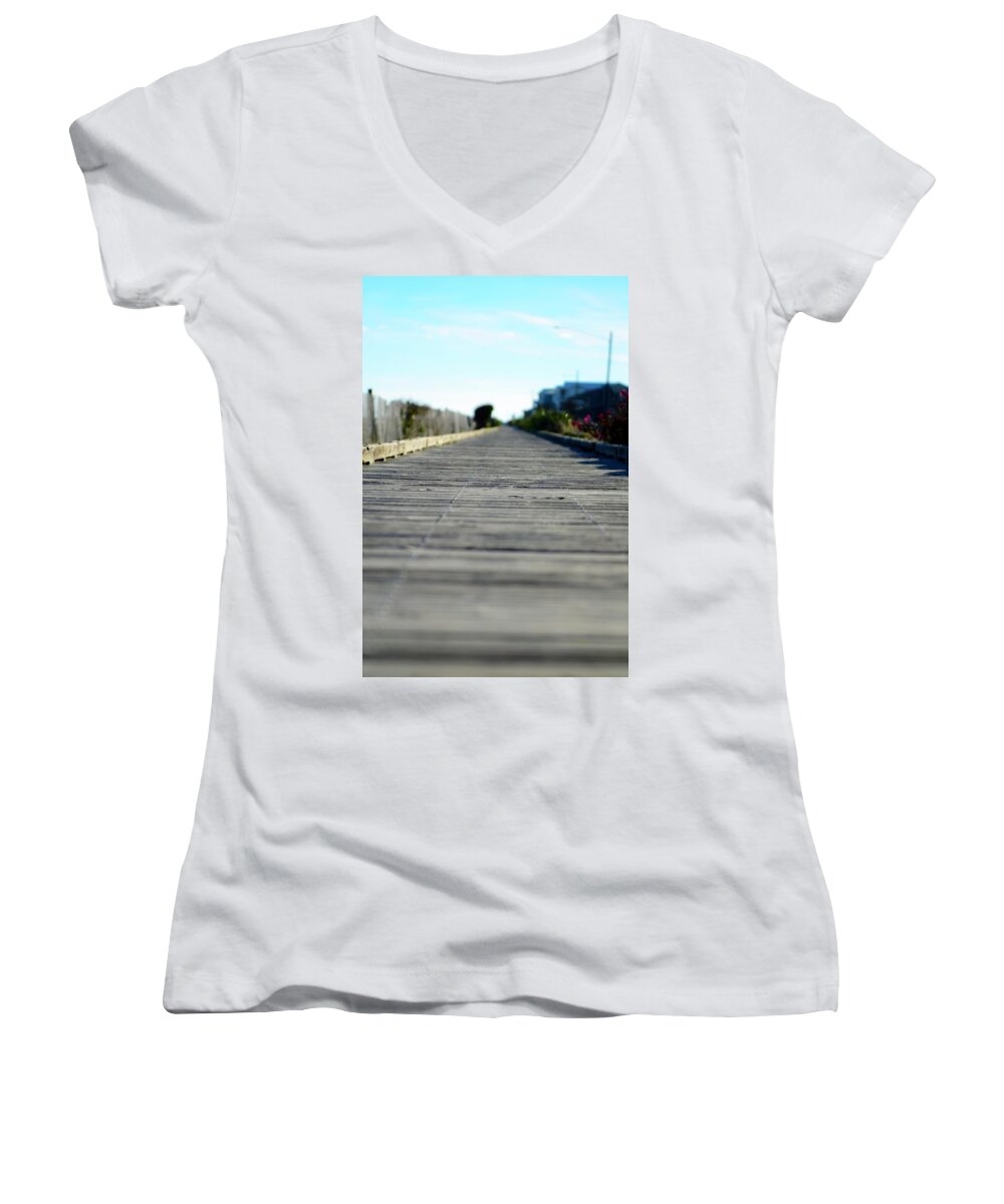  Caregiver Journey Women's V-Neck featuring the photograph Boardwalk by Mary Hahn Ward
