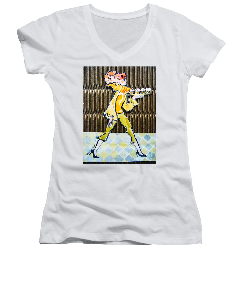 Cupcake Women's V-Neck featuring the painting Cassandra by Marilyn Brooks