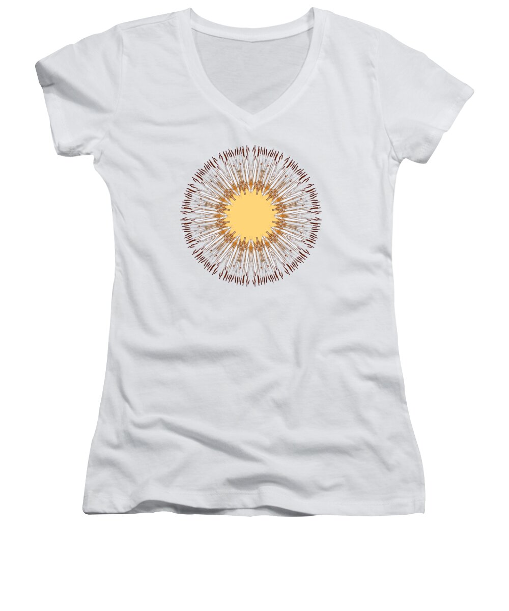 Cattail Abstract Women's V-Neck featuring the photograph Cattail Mandala - by Julie Weber