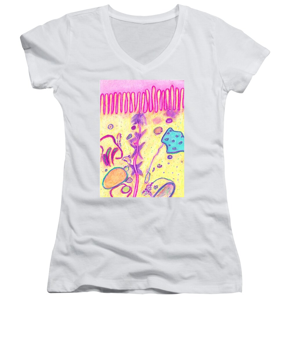 Cell Women's V-Neck featuring the painting Cellular Environment by Nieve Andrea