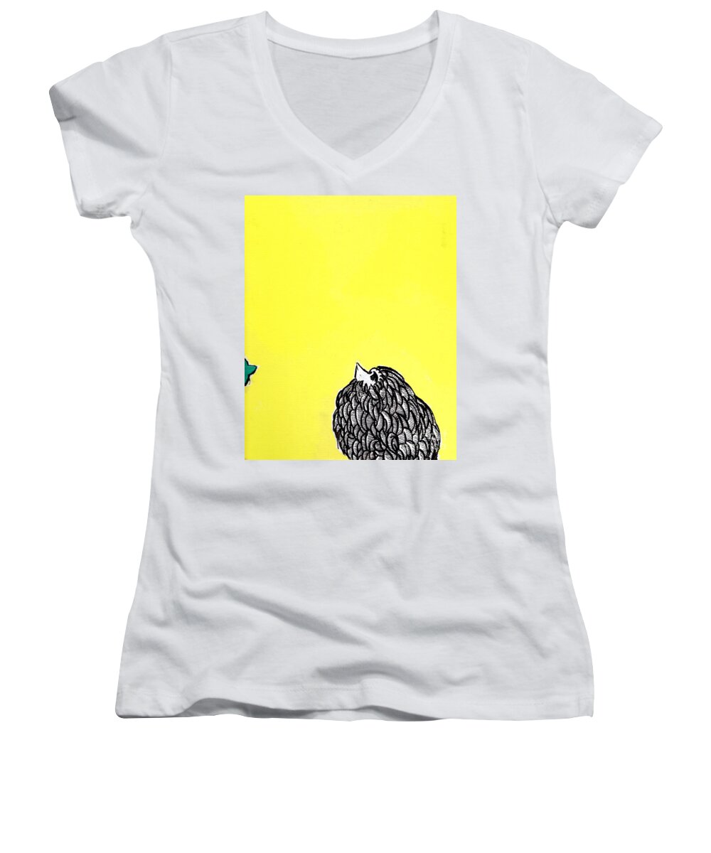Chickens Women's V-Neck featuring the painting Chickens Four by Jason Tricktop Matthews
