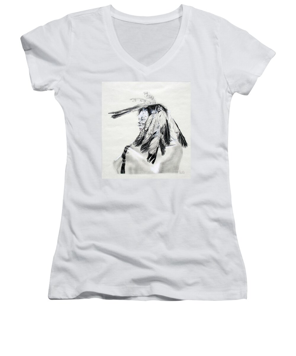 Chief Women's V-Neck featuring the drawing Chief by Mayhem Mediums