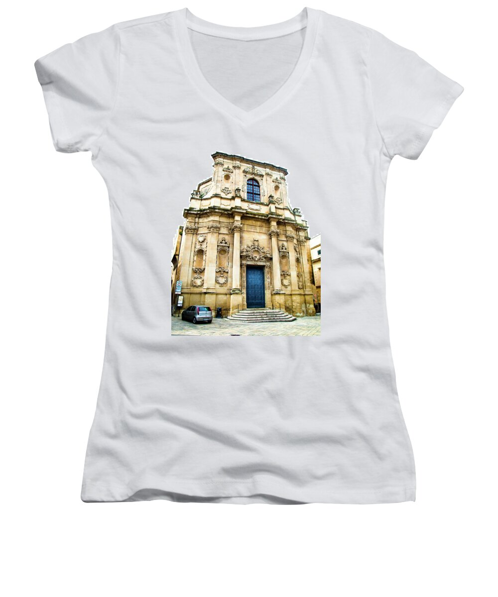 Architecture Women's V-Neck featuring the photograph Church of St Chiari by Steven Myers