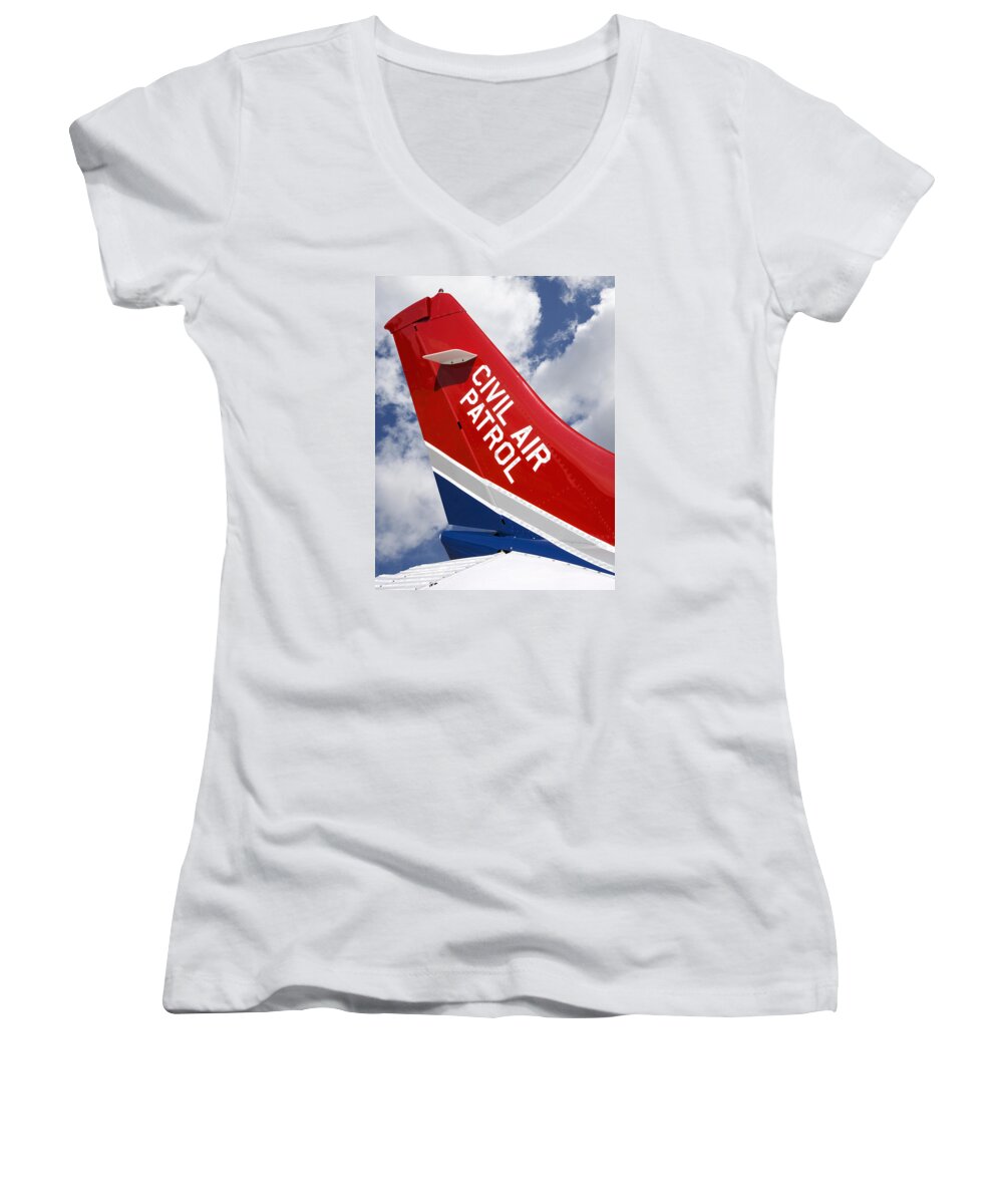Aviation Women's V-Neck featuring the photograph Civil Air Patrol Aircraft by Phil Cardamone