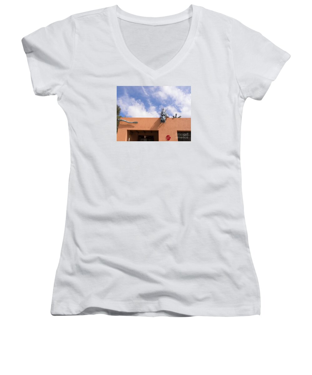 Santa Fe Women's V-Neck featuring the photograph Come Nearer at Your Own Risk by Brenda Kean