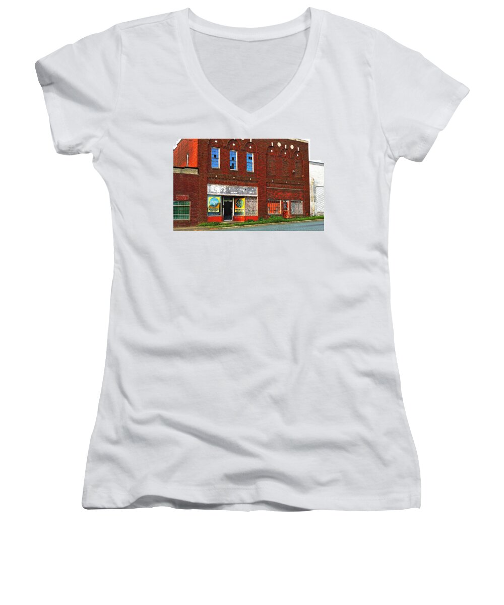 Fine Art Women's V-Neck featuring the photograph Commerce by Rodney Lee Williams