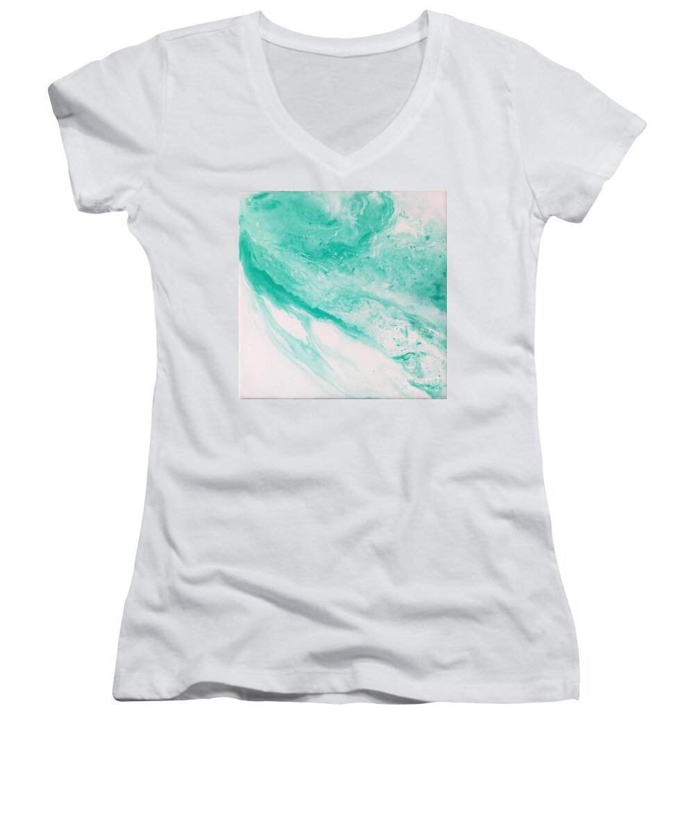 Wave Women's V-Neck featuring the painting Crystal wave 1 by Kumiko Mayer