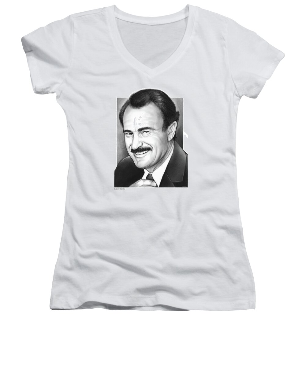 Dabney Coleman Women's V-Neck featuring the drawing Dabney Coleman by Greg Joens