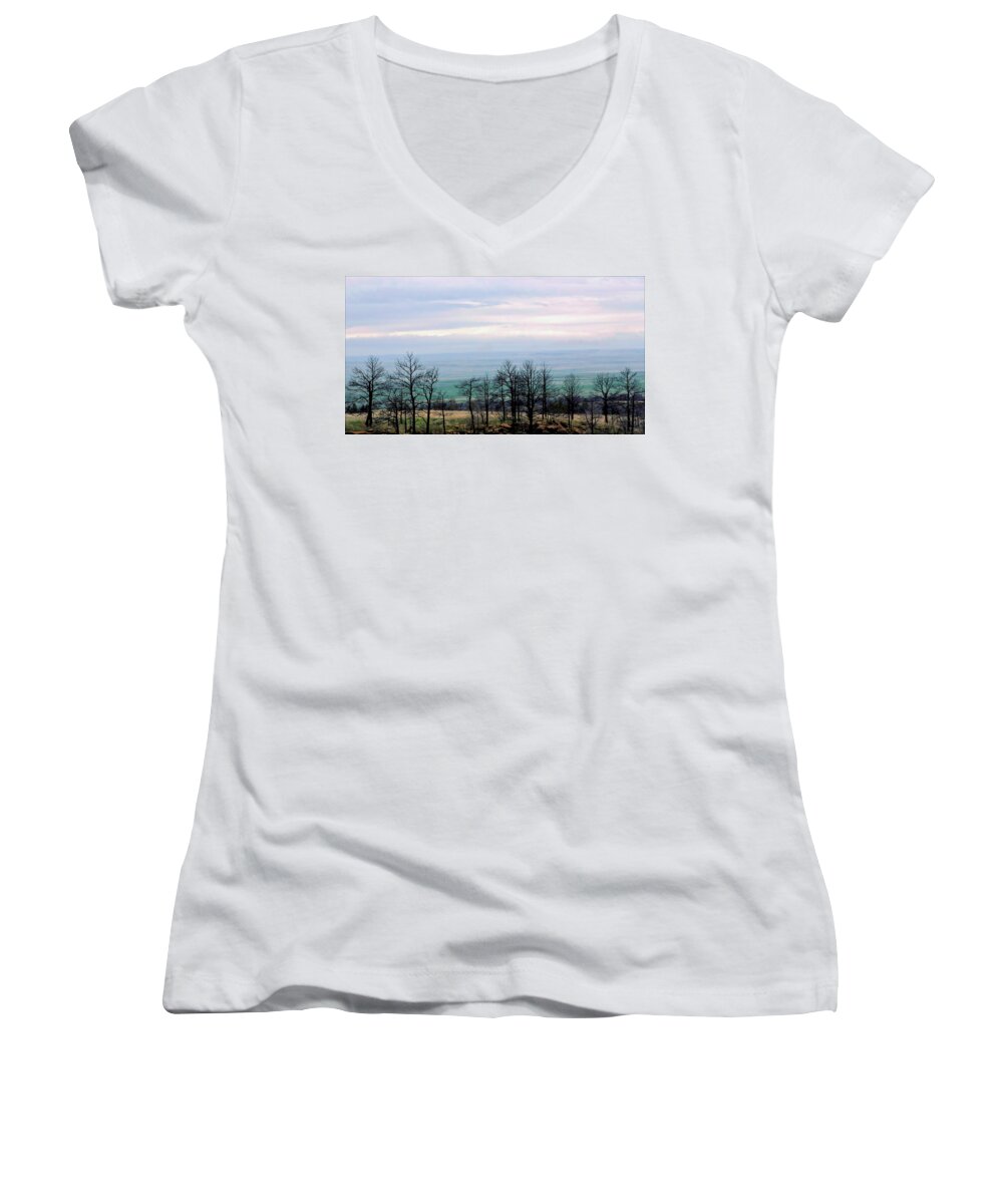 Black Hills Women's V-Neck featuring the photograph Dark Forest by Donald J Gray