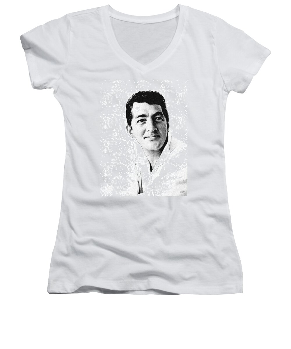 Celebrity Women's V-Neck featuring the drawing Dean Martin 04 by Dean Wittle